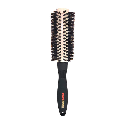 Denman DCR3 Professional Large Curling Natural Bristle Ceramic Radial Round Hair Brush with Wooden Handle for Men and Women, 31mm