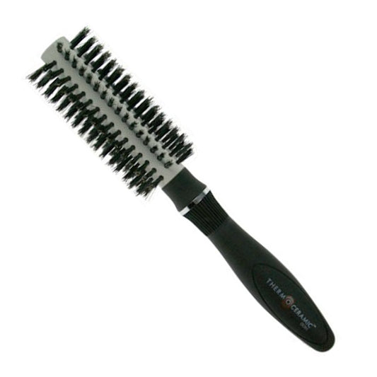 Denman DCR1 Professional Small Curling Natural Bristle Ceramic Radial Round Hair Brush with Wooden Handle for Men and Women, 18mm