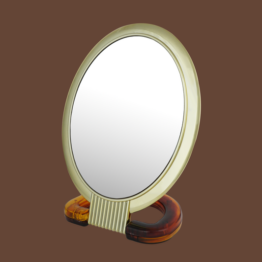 Scarlet Line Oval Small Size 2-Sided Magnifying Makeup Mirror