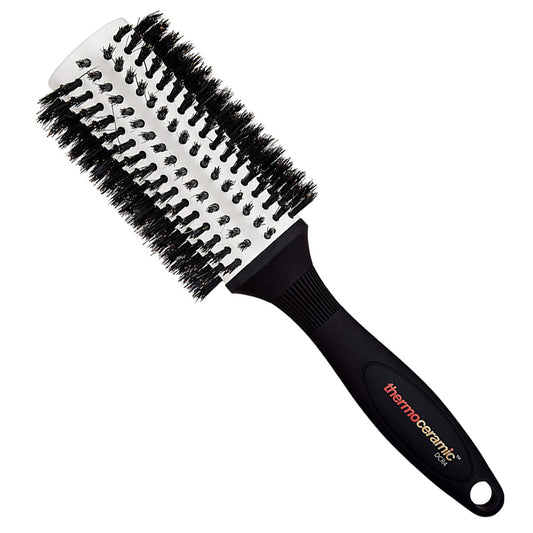 Denman DCR4 Professional Extra Large Curling Natural Bristle Ceramic Radial Round Hair Brush with Wooden Handle for Men and Women, 41mm