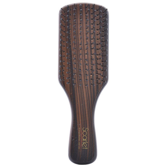 SPP009 Mirror Ebony Small Maple Wood Anti Static Paddle Hair Brush with Matte Finish Wooden Handle n Back Side Mirror Paddle Brushes Scarlet Line Brown Koki Story