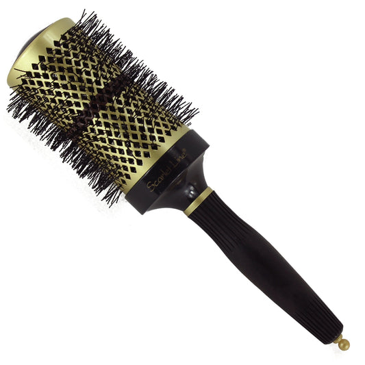 SHB044 Professional Large Ceramic Barrel Heat Reminder Hot Curling Round Hair Brush For Men And Women, Black and Golden Color (58 mm) Round Hair Brushes Scarlet Line Koki Story