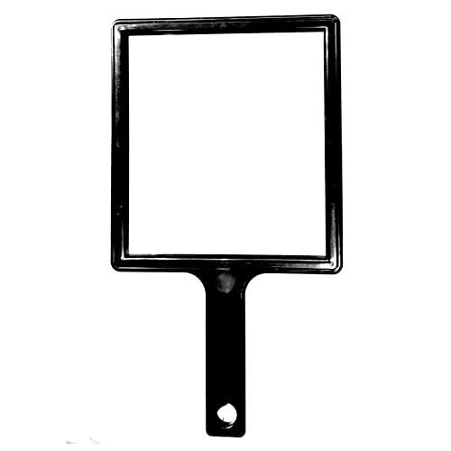 SSM043 Professional Square One Sided Large Hand Mirror Vanity Mirror for Makeup Salon Barber Hairdressing Big Mirror with Plastic Handle Makeup Mirrors Scarlet Line Koki Story