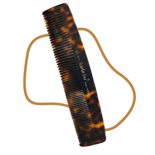 S0111 Professional Handmade Small Regular Dressing Hair Comb Multipurpose Fine Tooth, Crafted for Daily Grooming n Styling, 16 Cm_Shell Black Hair Combs Scarlet Line 17X4X1 CM Koki Story