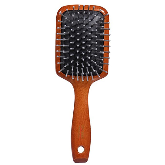 SBX053 Medium Wooden Paddle Hair Brush with Anti Slip Handle Paddle Brush with Heat Resistance Ceramic Bristles for Blow Drying n Straightening Paddle Brushes Scarlet Line Brown Wood Koki Story