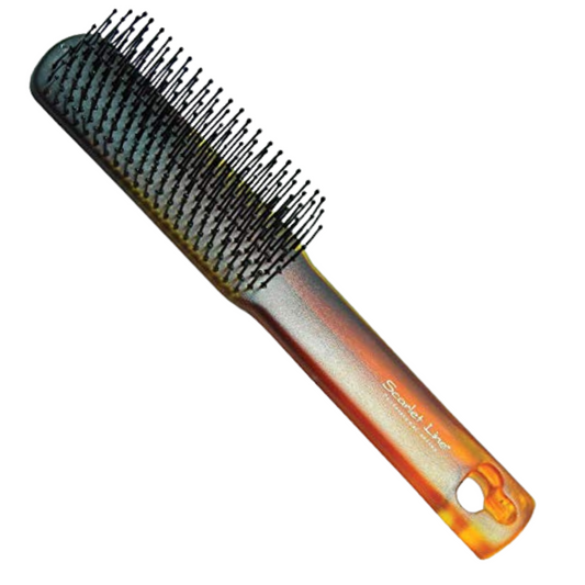 SFB061 Professional 9 Row Flat Hair Styling Brush for with Anti Slip Handle with Ball Tip Nylon Bristles Shell Flat Hair Brushes Scarlet Line 22X5.2X2.6 CM Koki Story