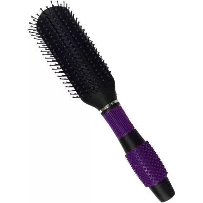 SFB062 Professional 9 Rows Medium Styling Flat Hair Brush with Anti Slip Rubber Grip Handle, Ball Tip Nylon Bristles , Black n Purple Flat Hair Brushes Scarlet Line 27X9X5 CM Koki Story