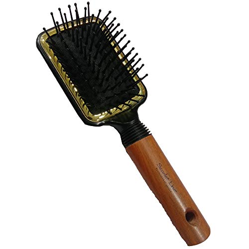 SPB038 Professional Small Paddle Air Cushion Rubber Pad, Ball Ended Nylon Bristles Hair Brush with Wooden Handle_Dark Brown Paddle Brushes Scarlet Line 27X9X5 CM Koki Story