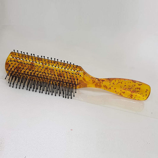 SPF005 Premium 9 Row Flat Hair Styling Brush with Anti Slip Handle with Ball Tip Nylon Bristles Yellow