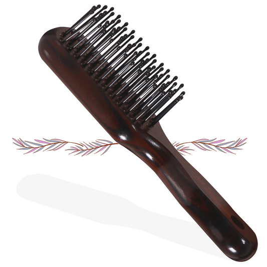SPF021 Professional Small Maple Wood Anti Static Flat Baby Hair Styling Brush with Back Side Mirror and Wooden Handle for Kids, Brown Flat Hair Brushes Scarlet Line 27X9X5 CM Koki Story