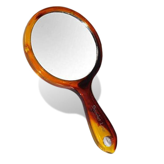 SPM001 Professional Compact Size Round Shape Acrylic Handheld Dual Sided Magnifying Makeup Hand Mirror Shell Size 8.5 x 8 x 1 cm Purse Mirrors Scarlet Line 18X10X1.5 CM Koki Story