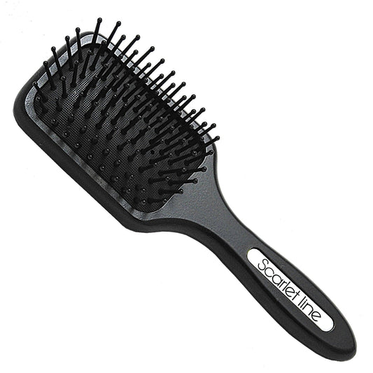 SPP002 Professional Matte Finish Back Side Crystal Mirror Small Paddle Hair Styling Salon Brush with Wooden Handle_Black Paddle Brushes Scarlet Line 22.5X6.5X4.5 CM Koki Story