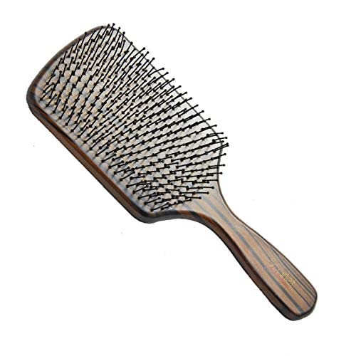 SPP013 Professional Maple Wood Anti Static Large Wooden Handle Paddle Hair Brush with Back Side Mirror Paddle Brushes Scarlet Line Brown Wood Koki Story