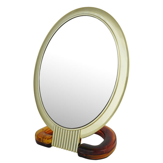 SSM007 Professional Series Oval Shape Medium Size Double Sided Magnifying Makeup Mirror with Handle Stand 21 x 12.5 x 1 cm Makeup Mirrors Scarlet Line 21.5X12X1 CM Koki Story