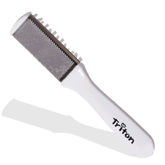 TFS025 2 in 1 Foot Scraper for Pedicure with Detachable Steel Plate n Cleaning Brush Foot Filer Scrubber for Dead Skin Removing Callus Remover White Foot Scrubbers TRITON 26X6X1 CM Koki Story