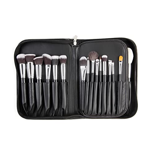 TMBS1204 Professional 30 in 1 Soft Fibre Bristle Makeup Brushes Combo With Brush Holder Pouch Expert Tools Kit for Blending Makeup Products Makeup Brush Sets TRITON 28X8.2X7 CM Koki Story